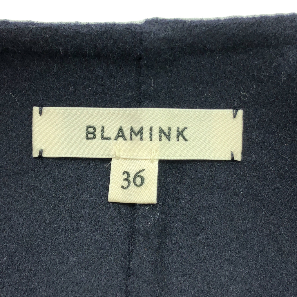 BLAMINK / ブラミンク | FALL ウールカシミヤ Vカラーショートスリーブコート | 36 | ネイビー | レディース