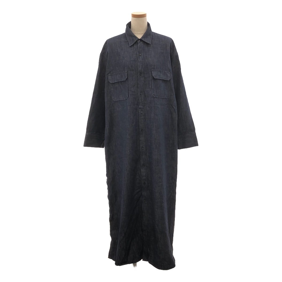 ASTRAET | Cotton denim open sleeve dress | Indigo | Women's