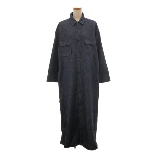 ASTRAET | Cotton denim open sleeve dress | Indigo | Women's