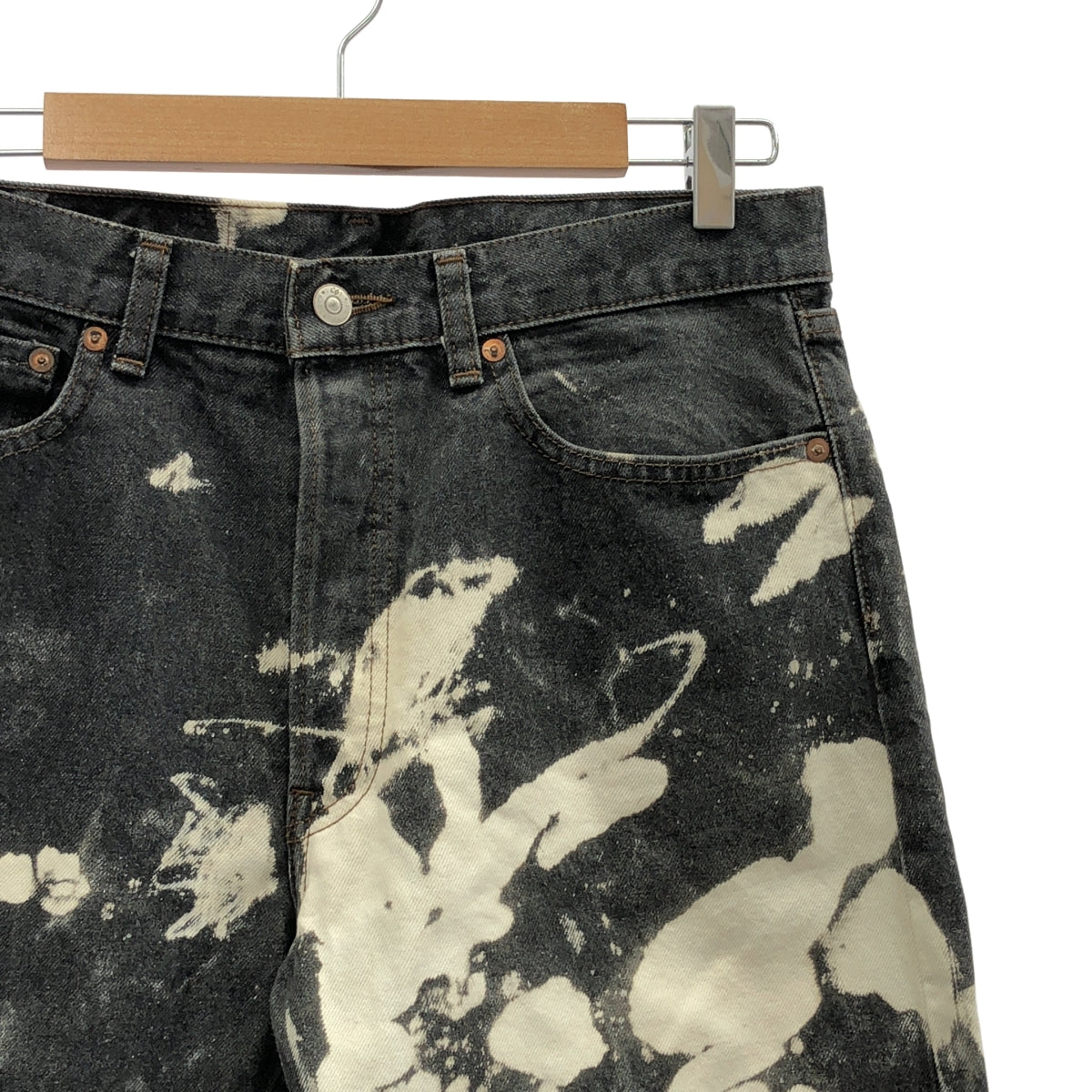 LE / 엘이 | 2022SS | ESSENTIAL BLACK DENIM KK 블리치 가공 데님 팬츠 | 32 | 블랙 | 남성