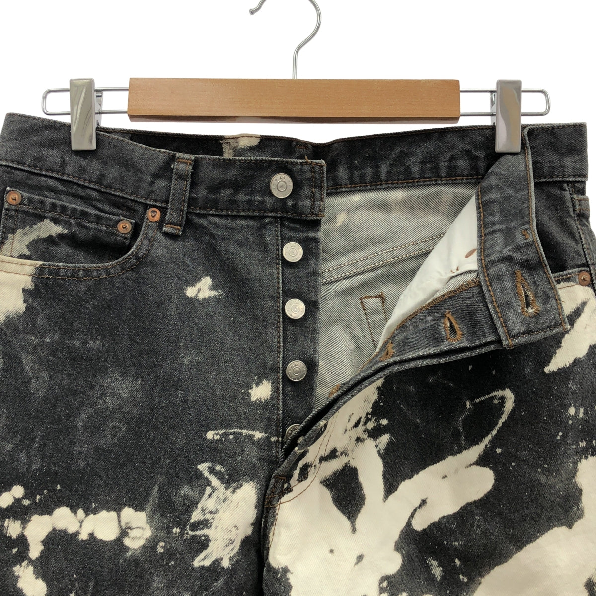 LE / 엘이 | 2022SS | ESSENTIAL BLACK DENIM KK 블리치 가공 데님 팬츠 | 32 | 블랙 | 남성