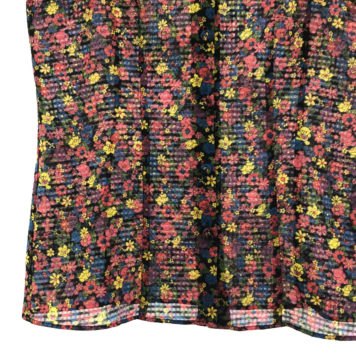 HYSTERIC GLAMOUR / ヒステリックグラマー | FLOWER BEAR 総柄 ノースリーブ フリル ブラウス | S | ブラック系 | レディース