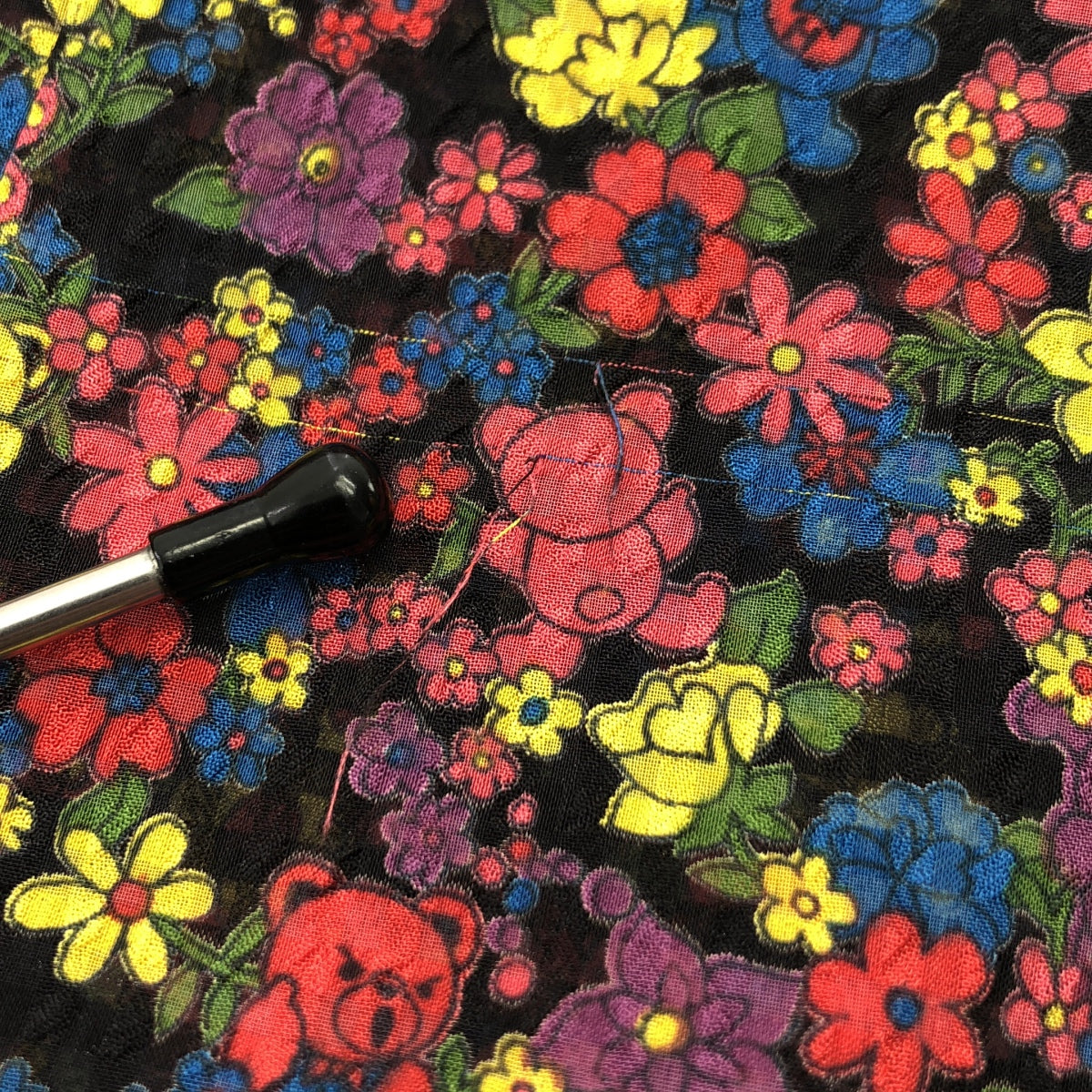 HYSTERIC GLAMOUR / ヒステリックグラマー | FLOWER BEAR 総柄 ノースリーブ フリル ブラウス | S | ブラック系 | レディース