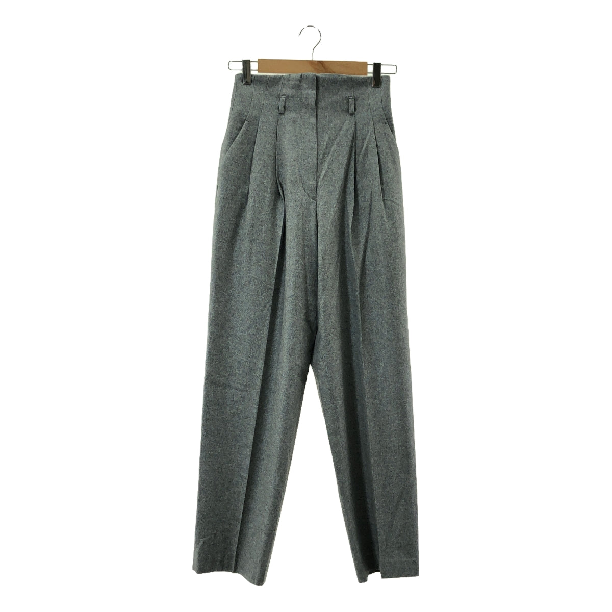 [新] Mame Kurogouchi | 2024秋冬 |羊毛法蘭絨寬錐形褲 | 1 |灰色 |女性的