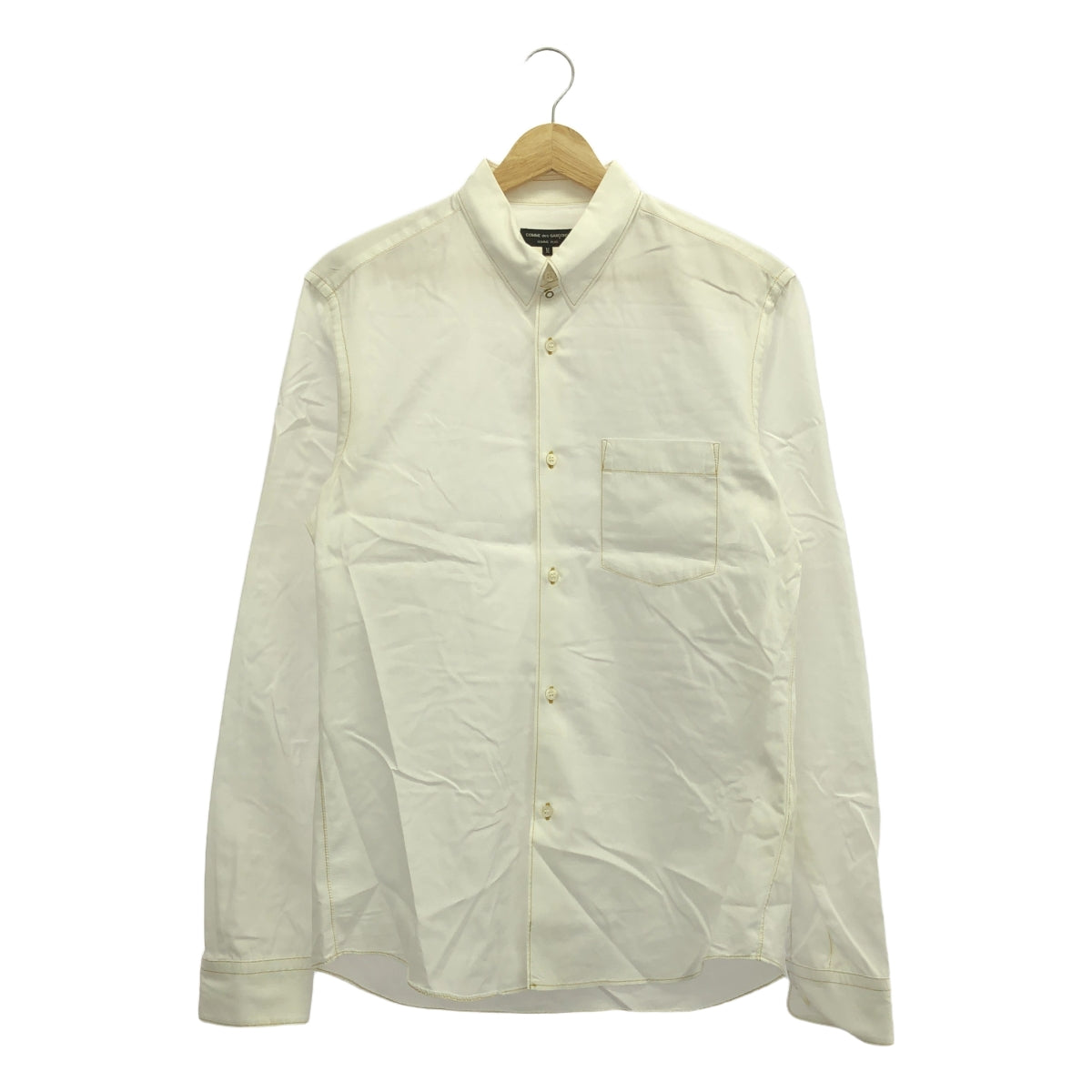 COMME des GARCONS HOMME PLUS | 2007春夏 |附扣領金色針腳棉質襯衫 | M |白色/金色 |男士