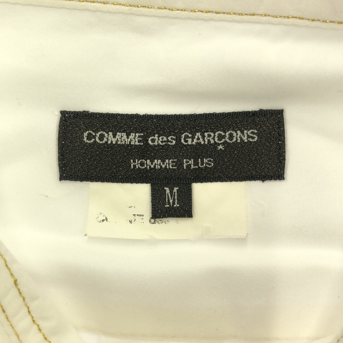 COMME des GARCONS HOMME PLUS | 2007春夏 |附扣領金色針腳棉質襯衫 | M |白色/金色 |男士