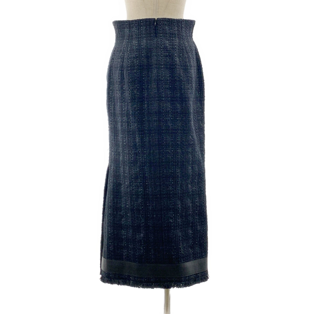 Mame Kurogouchi / マメクロゴウチ | Cracted Tweed Skirt ツイード スリット ロングスカート | 2 | ブラック | レディース