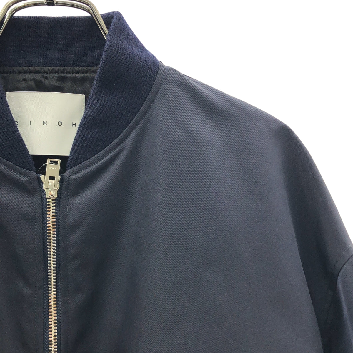 CINOH / チノ | 2024AW | ECONYL drape sleeve MA-1 / ロゴダブルジップ ジャケット ブルゾン | 38 | レディース
