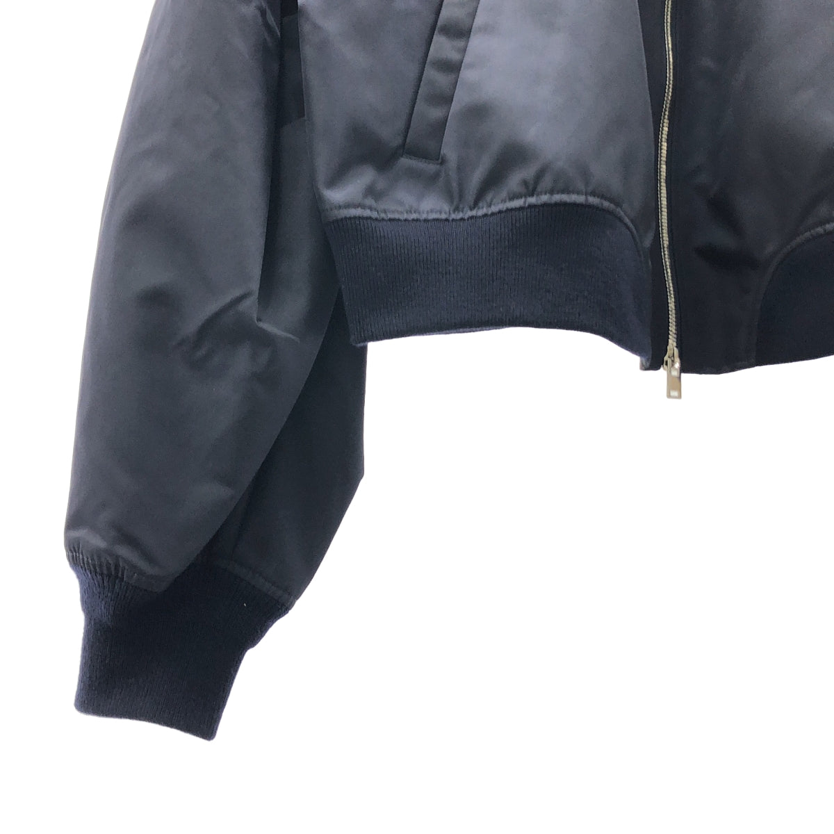 CINOH / チノ | 2024AW | ECONYL drape sleeve MA-1 / ロゴダブルジップ ジャケット ブルゾン | 38 | レディース