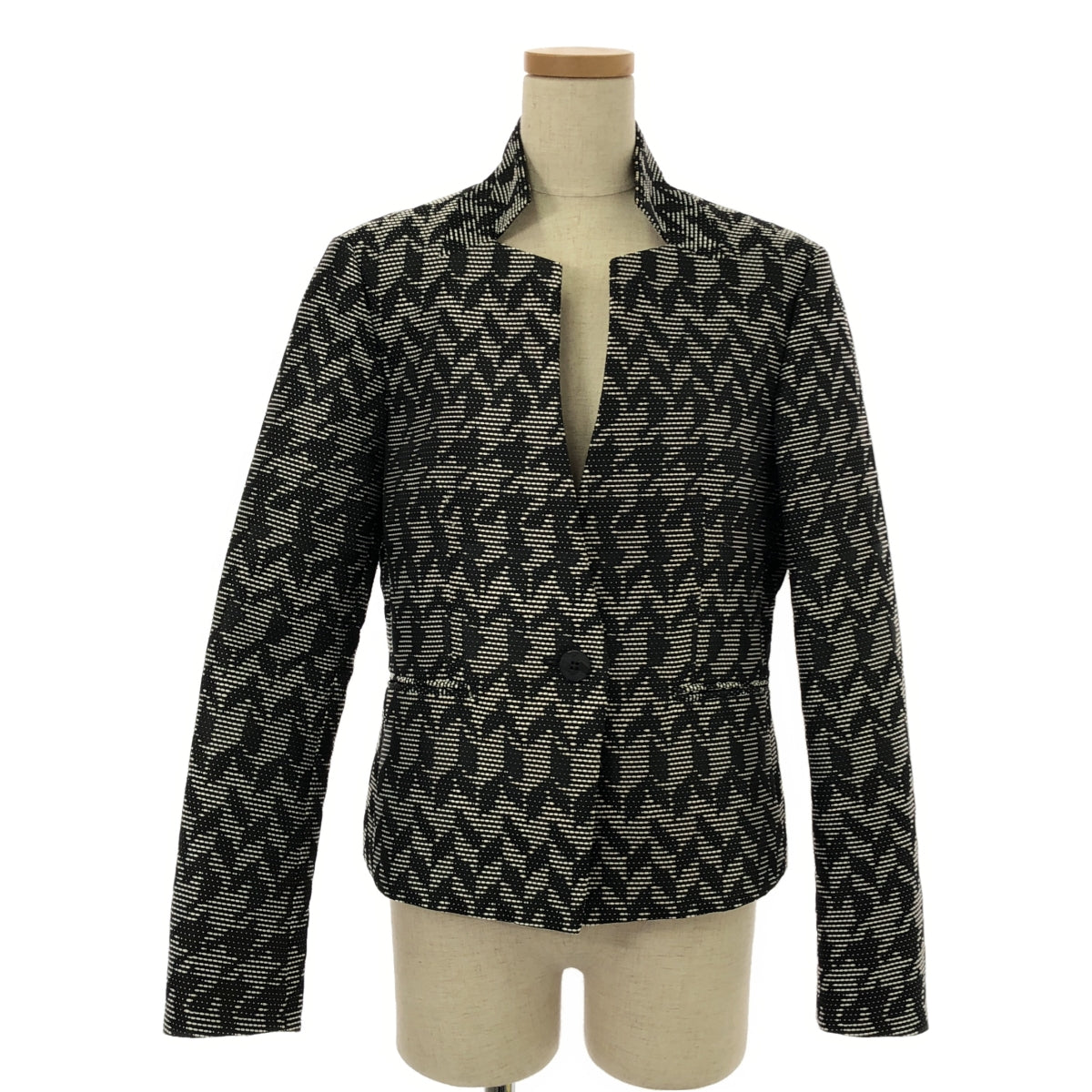 [Good Condition] ISSEY MIYAKE | Geometric All-Over Print Single-Breasted Jacket / Fully Lined | Size 3 | Black/White | Women's