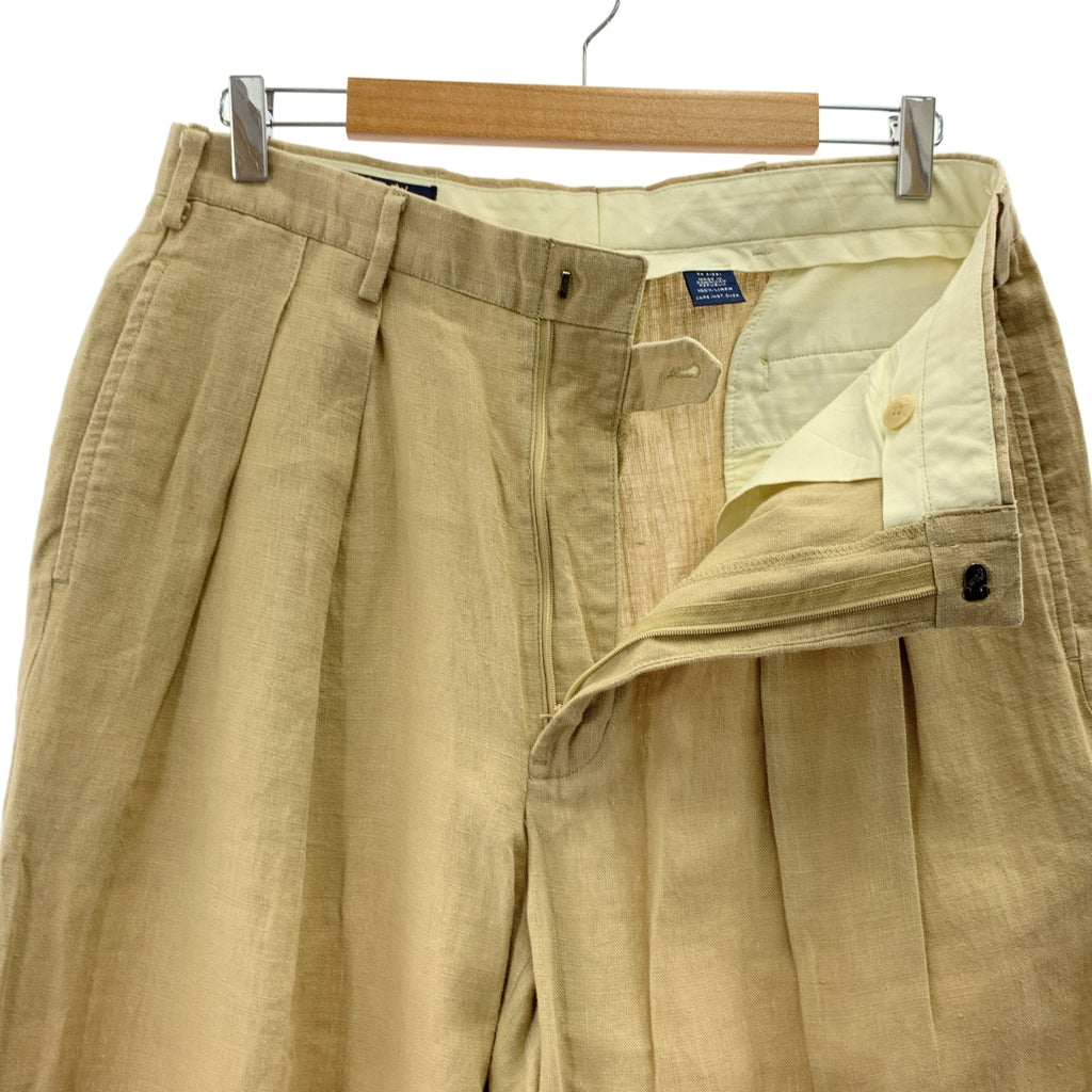 POLO RALPH LAUREN / 폴로랄프로렌 | 린넨 2 택 테이퍼드 슬랙스 팬츠 | M |