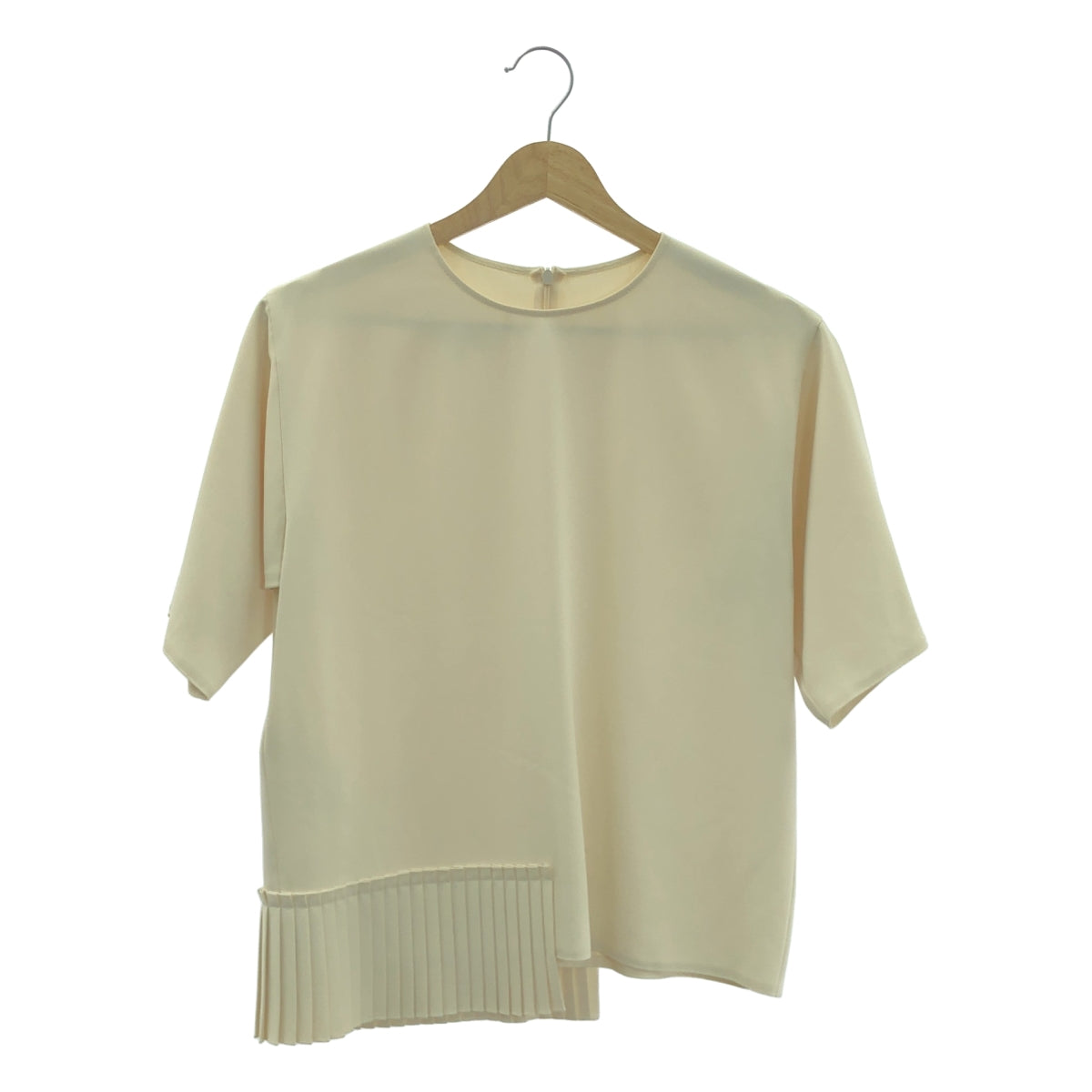MM6 Maison Margiela / エムエムシックスメゾンマルジェラ | 裾プリーツ ポリエステル 半袖 ワンピース | 40 | ベージュ | レディース