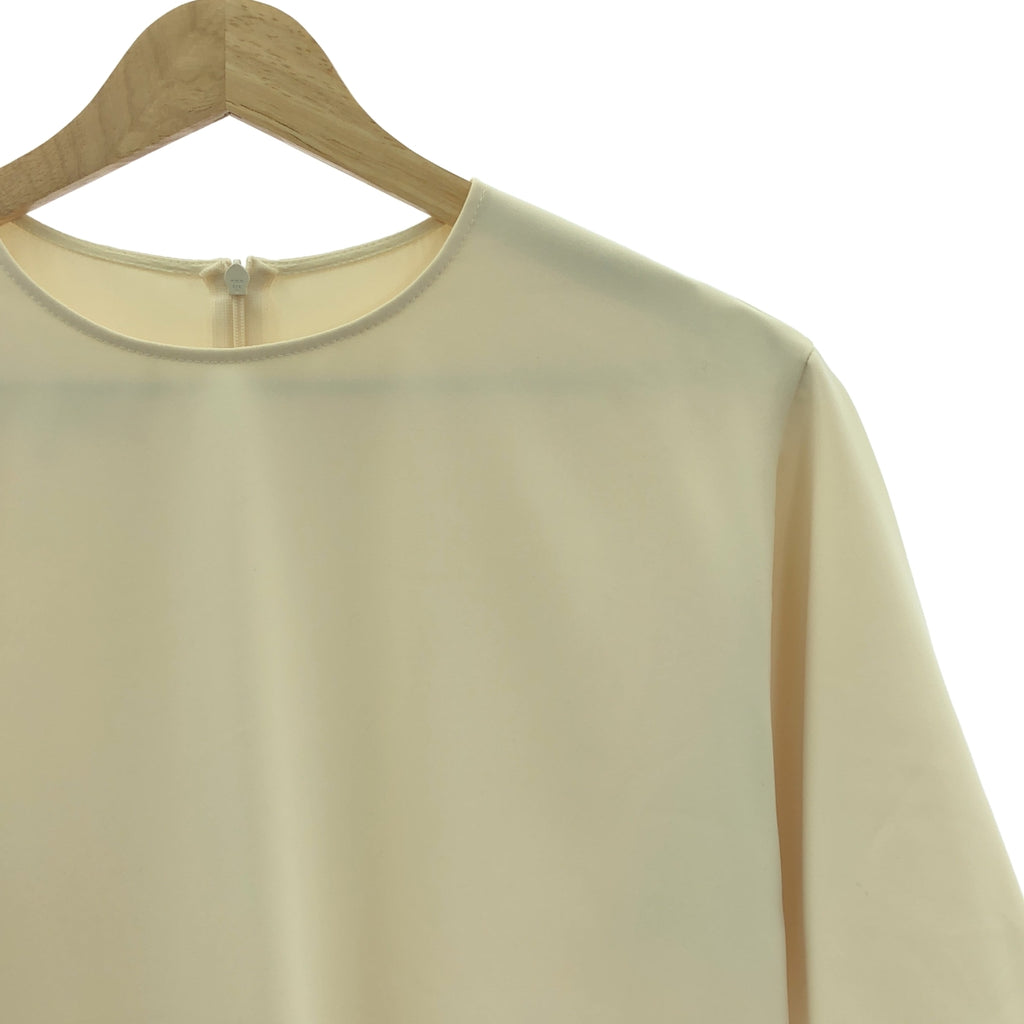 MM6 Maison Margiela / エムエムシックスメゾンマルジェラ | 裾プリーツ ポリエステル 半袖 ワンピース | 40 | ベージュ | レディース