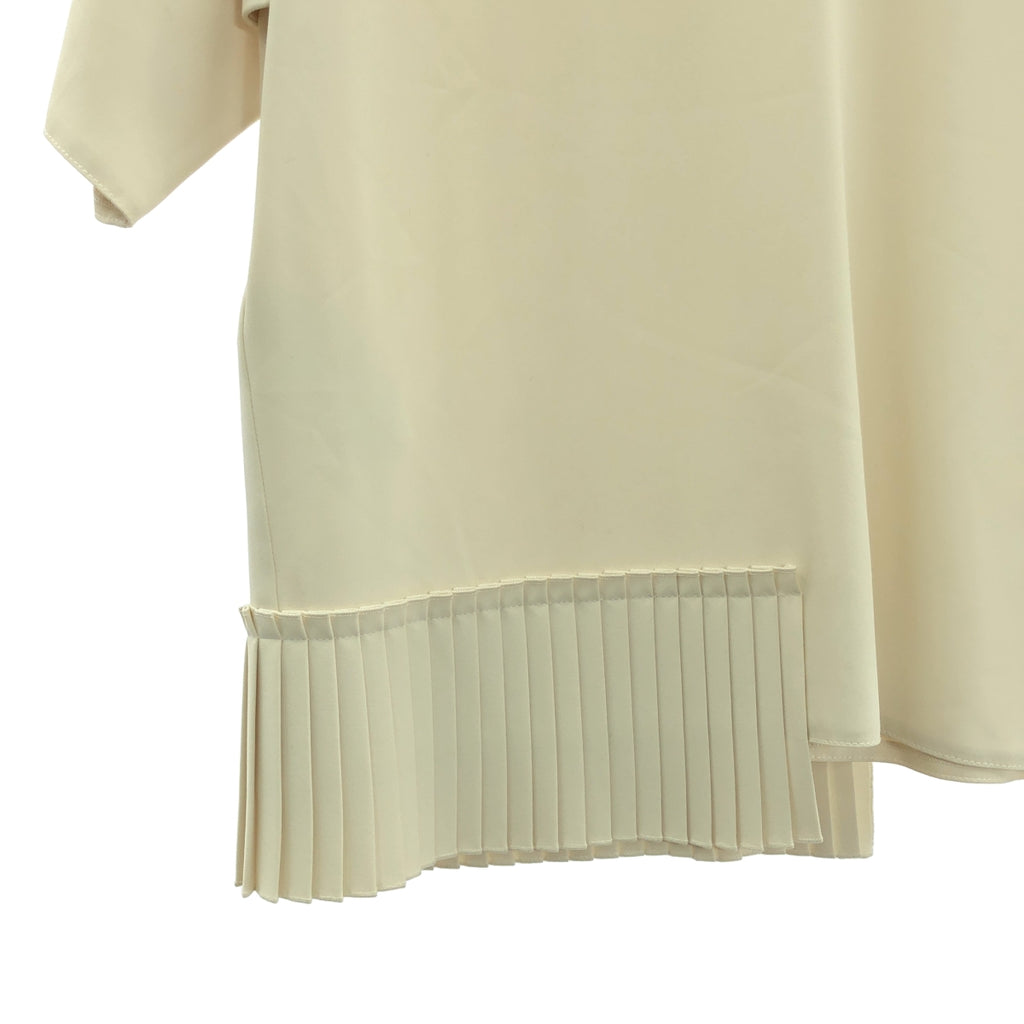 MM6 Maison Margiela / エムエムシックスメゾンマルジェラ | 裾プリーツ ポリエステル 半袖 ワンピース | 40 | ベージュ | レディース