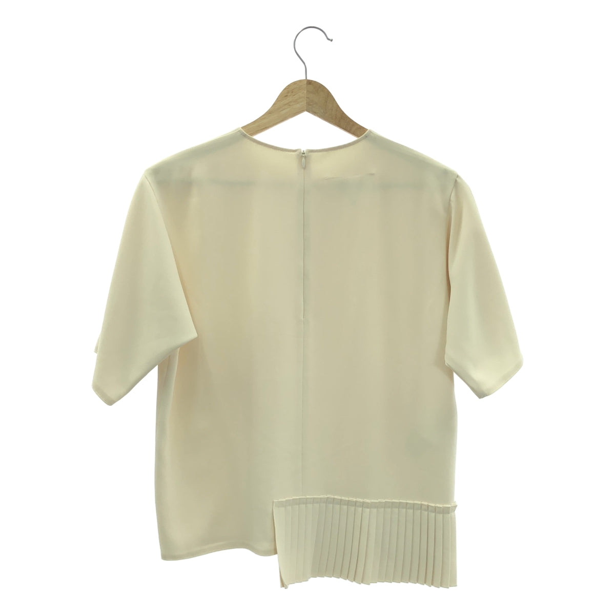 MM6 Maison Margiela / エムエムシックスメゾンマルジェラ | 裾プリーツ ポリエステル 半袖 ワンピース | 40 | ベージュ | レディース