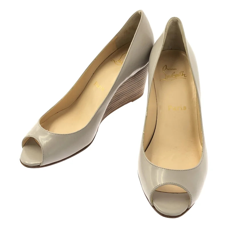 Christian Louboutin / クリスチャンルブタン | パテントレザー オープントゥ パンプス | 37 | レディース