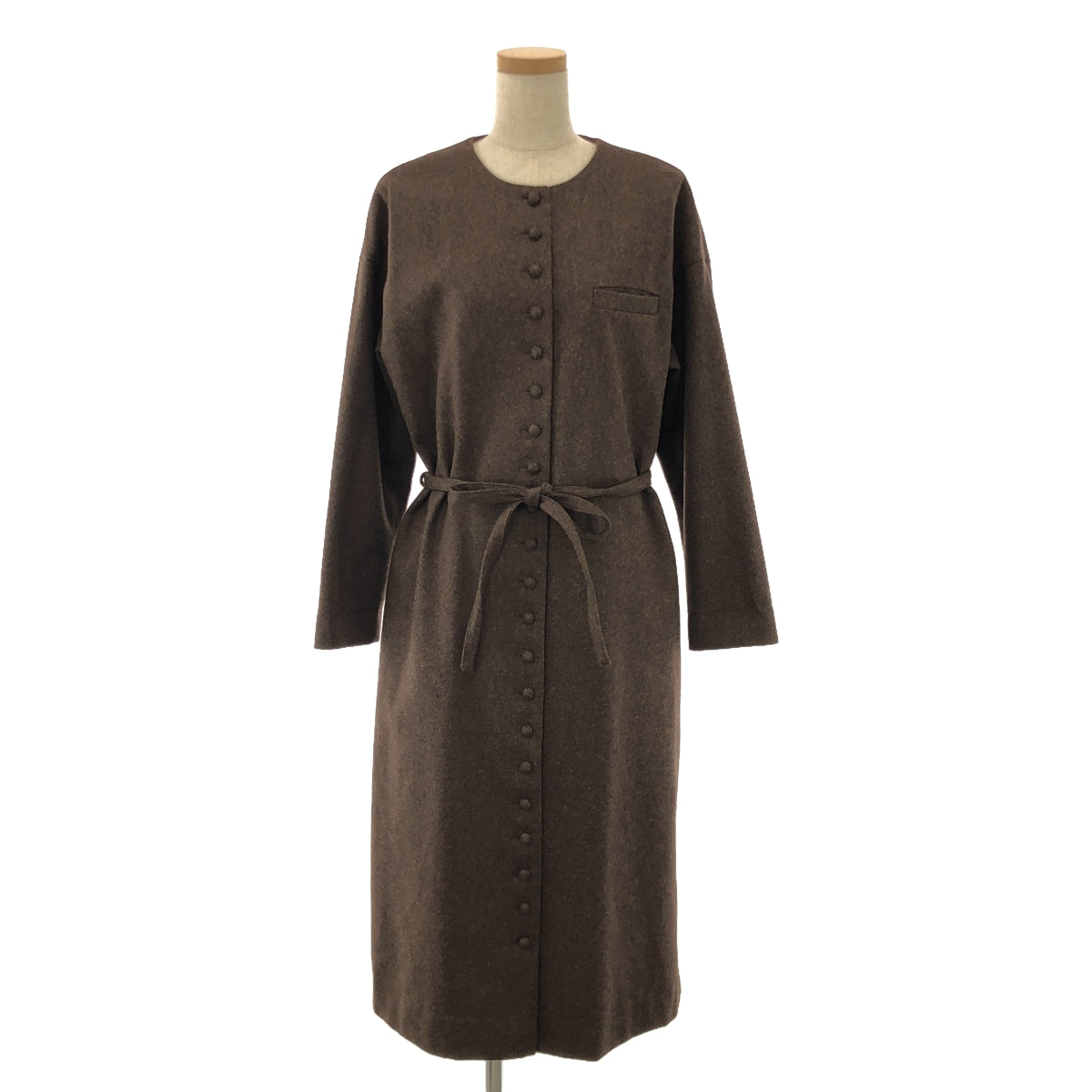 【美品】  atelier naruse / アトリエナルセ | wool kurumi button one-piece coat ワンピース コート | F | ブラウン | レディース