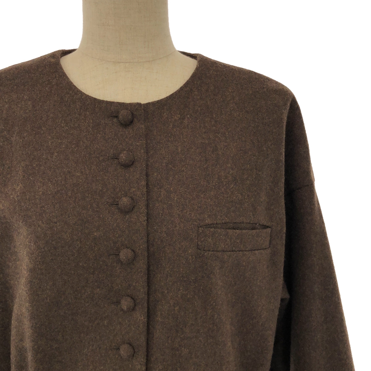 【美品】  atelier naruse / アトリエナルセ | wool kurumi button one-piece coat ワンピース コート | F | ブラウン | レディース