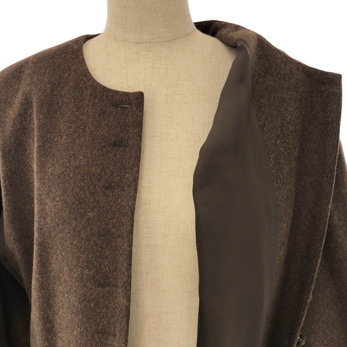 【美品】  atelier naruse / アトリエナルセ | wool kurumi button one-piece coat ワンピース コート | F | ブラウン | レディース