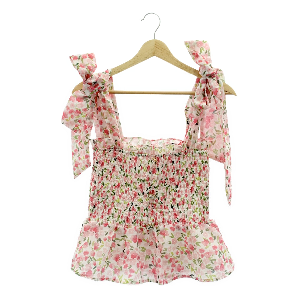 Sister Jane | Wild Hearts 露臍上衣 | 全身串珠印花褶皺無袖襯衫 | 有襯裡 | S 碼 |