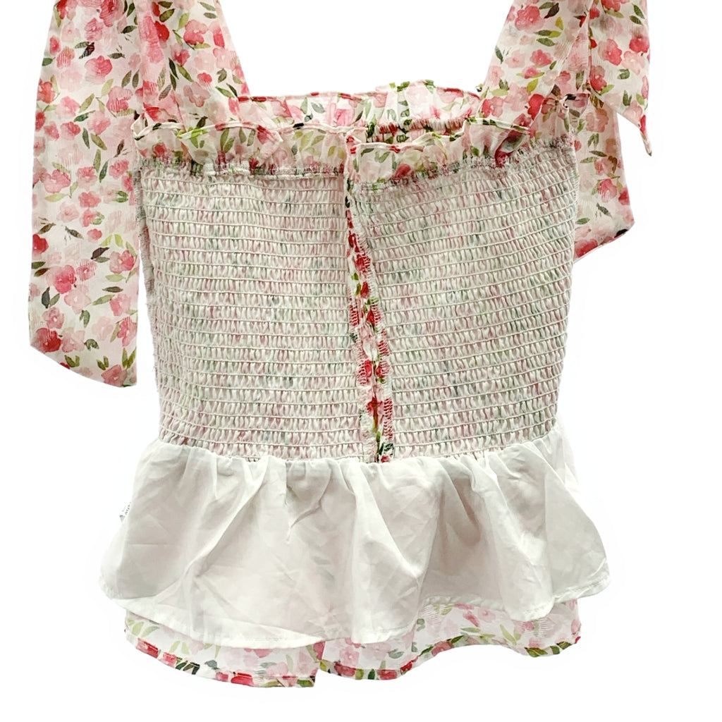 Sister Jane | Wild Hearts 露臍上衣 | 全身串珠印花褶皺無袖襯衫 | 有襯裡 | S 碼 |