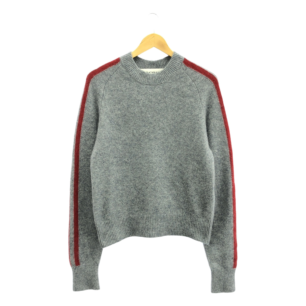 INSCRIRE / 안스쿠리아 | 2024AW | Racoon Line Sweater 라쿤 라인 니트 스웨터 | M | 그레이 / 레드 | 여성