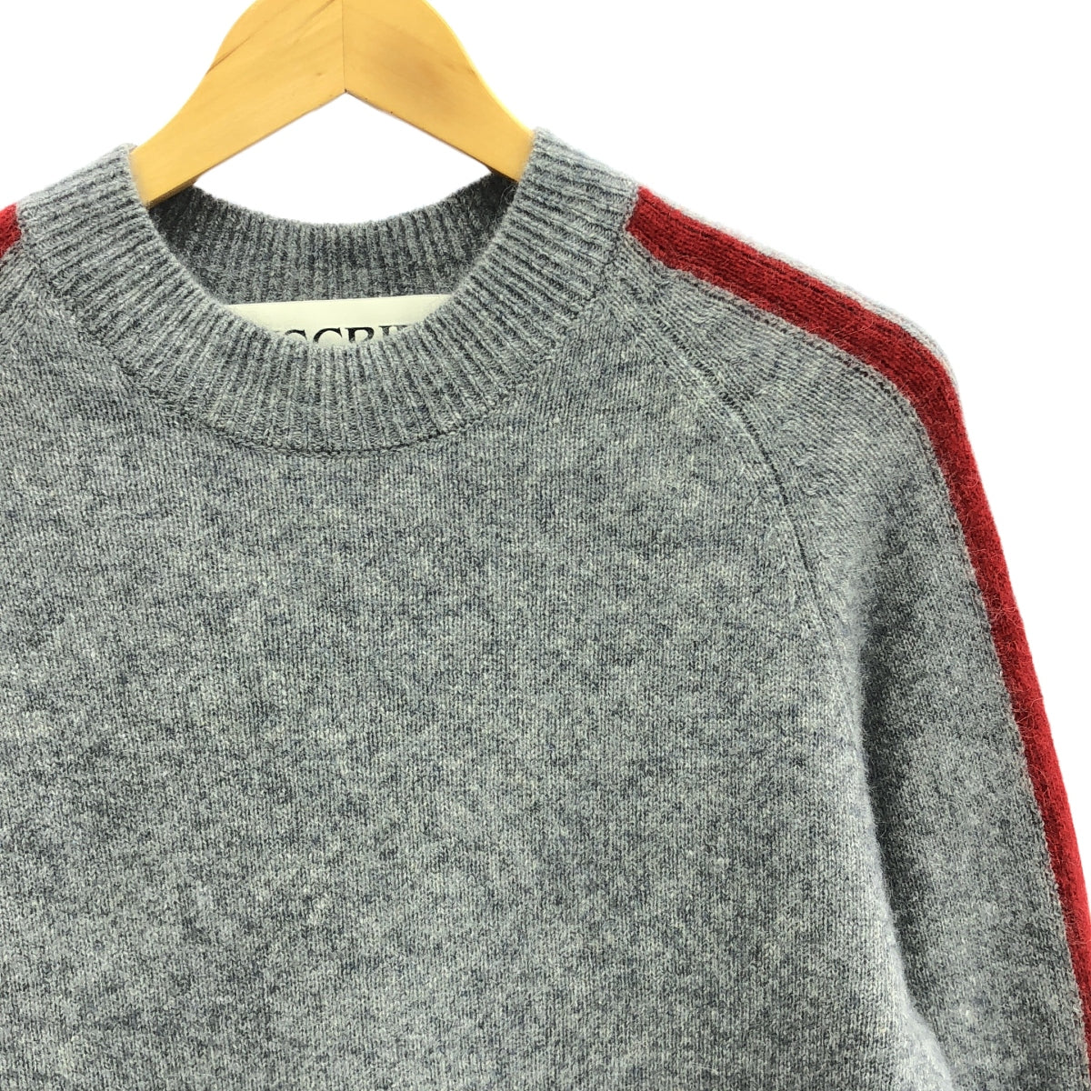 INSCRIRE / アンスクリア | 2024AW | Racoon Line Sweater ラクーンライン ニット セーター | M | グレー / レッド | レディース