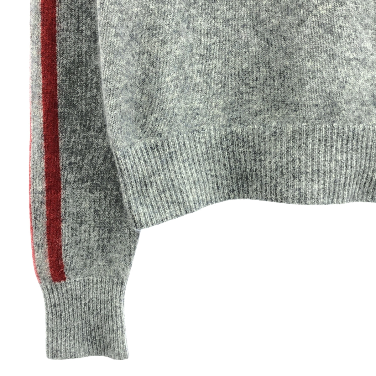 INSCRIRE / 안스쿠리아 | 2024AW | Racoon Line Sweater 라쿤 라인 니트 스웨터 | M | 그레이 / 레드 | 여성