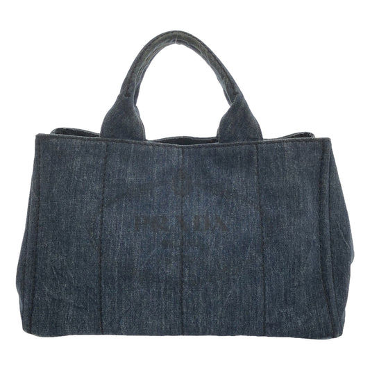 PRADA | Canapa MM Logo Print Denim Tote Bag | Indigo | Women's