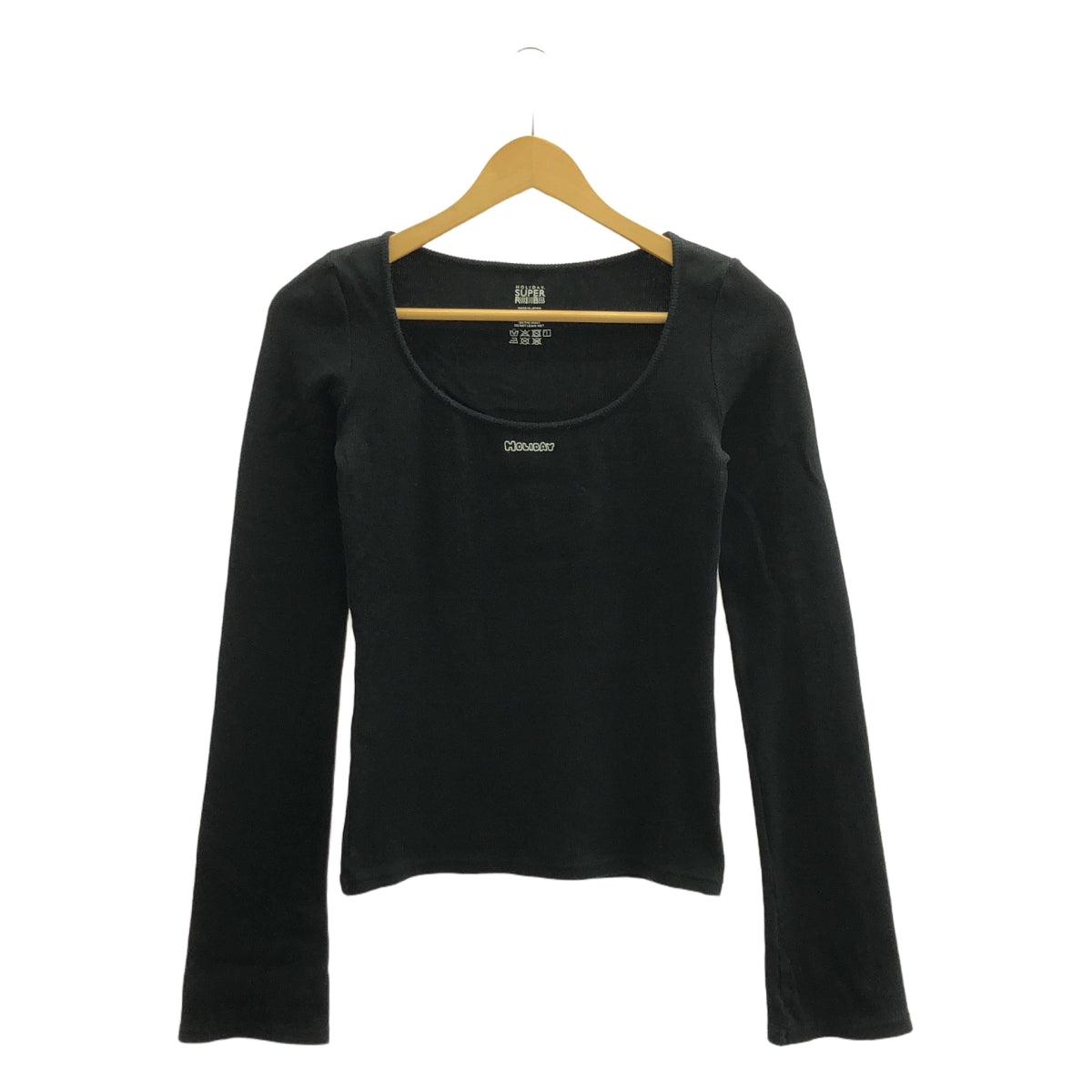 HOLIDAY / ホリデイ | 2023AW | SUPER RIB SCOOP-NECK TOPS スーパーリブ スクープネック カットソー | ONE SIZE | ブラック | レディース