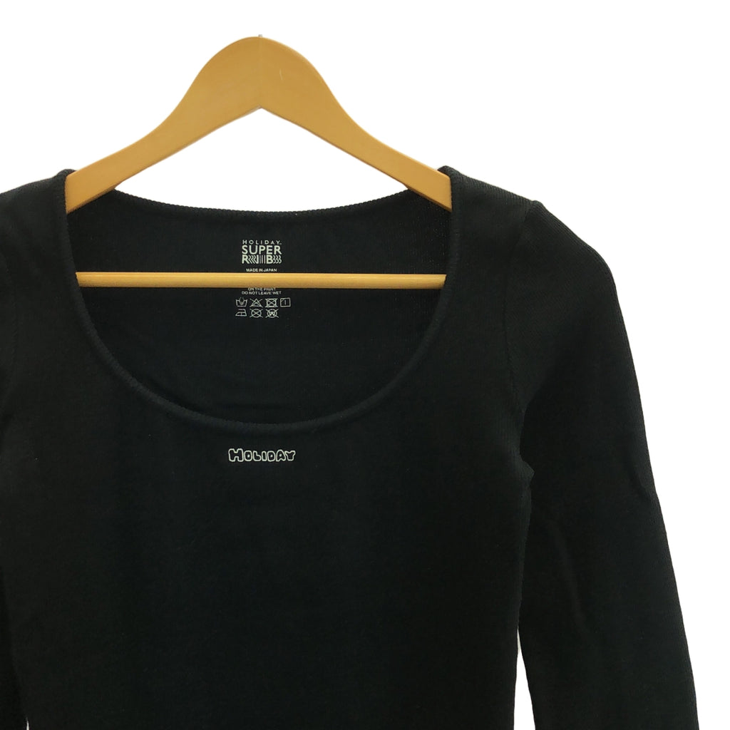 HOLIDAY / ホリデイ | 2023AW | SUPER RIB SCOOP-NECK TOPS スーパーリブ スクープネック カットソー | ONE SIZE | ブラック | レディース
