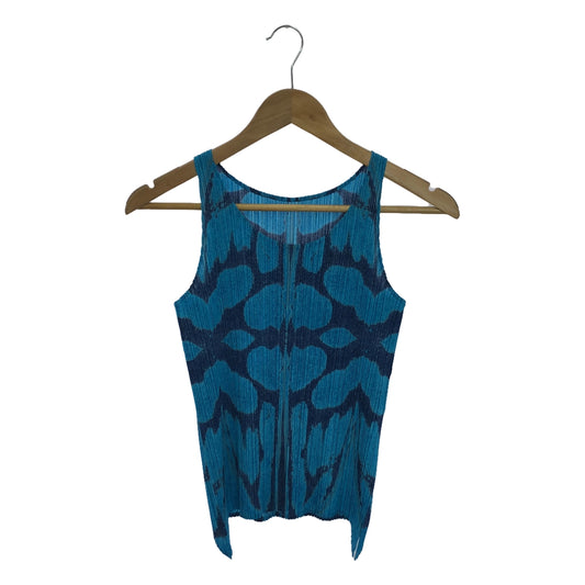 [Good Condition] PLEATS PLEASE ISSEY MIYAKE | Ikat Tribal Pleats Top | Size 3 | Blue | Women's