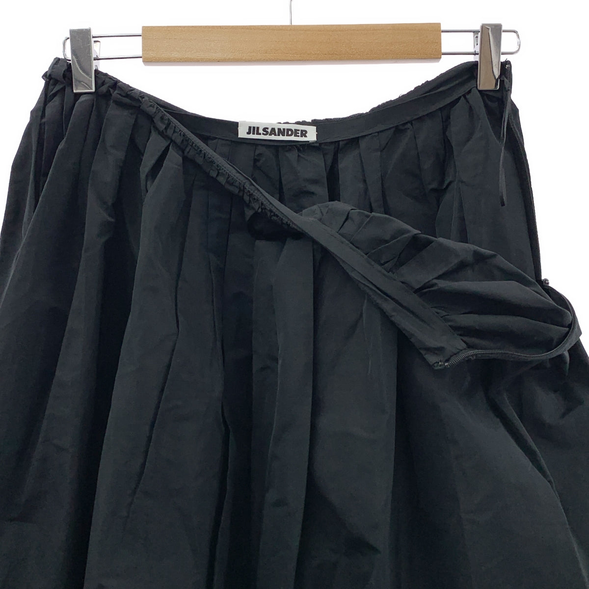 JIL SANDER / ジルサンダー | シルク混 ギャザー ボリューム サイドジップ スカート | 36 | レディース
