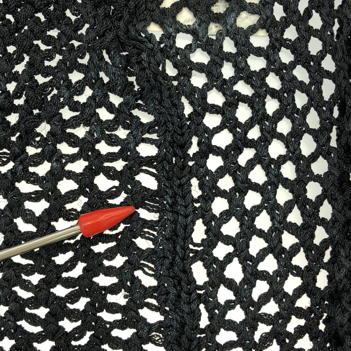 YOHJI YAMAMOTO +NOIR / Yohji Yamamoto Plus Noir | 90年代 / 1992 年春夏 | 人造絲變形鉤編開襟衫 | 尺寸 3 | 黑色 | 女款