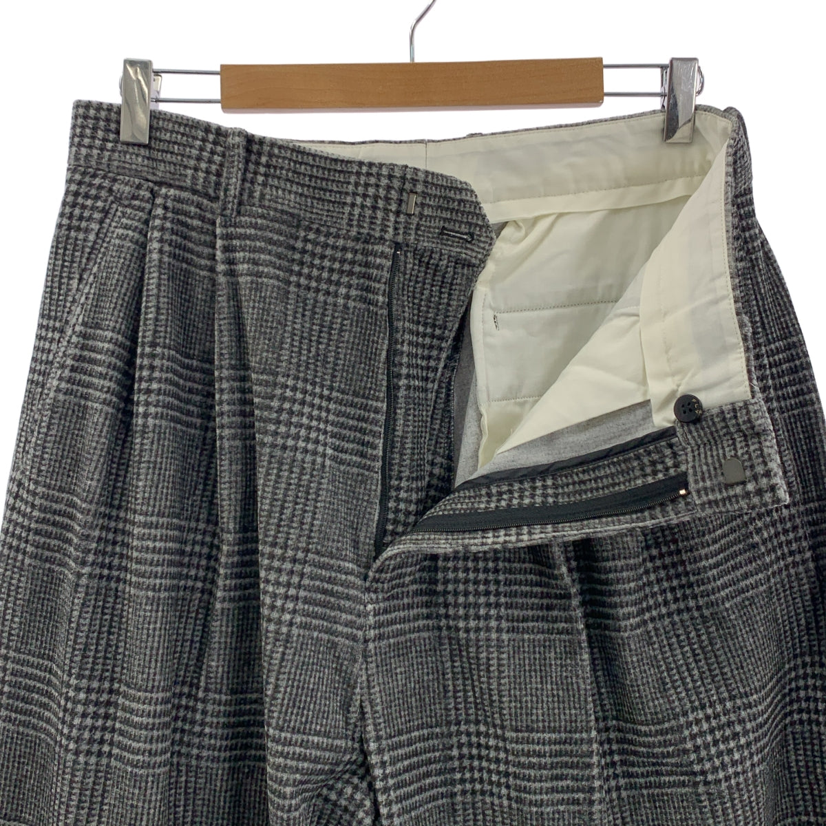 N.HOOLYWOOD / エヌハリウッド | コットン グレンチェック 2タック ワイド スラックス パンツ | 40 | メンズ