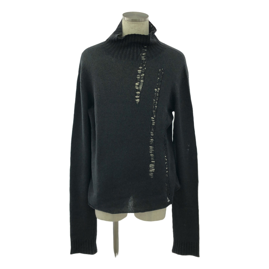 Y's for men / ワイズフォーメンヨウジヤマモト | 2001SS | リネン ウール デストロイ タートルネック ニット | 3 | ブラック | メンズ