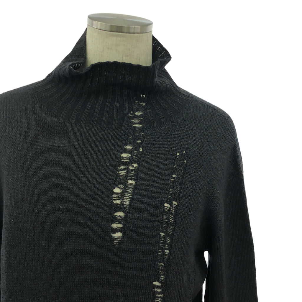 Y's for men / ワイズフォーメンヨウジヤマモト | 2001SS | リネン ウール デストロイ タートルネック ニット | 3 | ブラック | メンズ