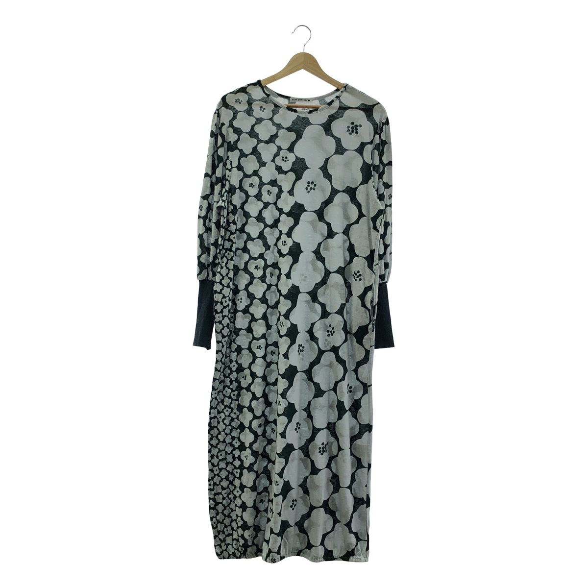 【美品】  mina perhonen / ミナペルホネン | 2024SS | hanaco / 総柄 リブ スリーブ ニット ワンピース | 38 | green | レディース