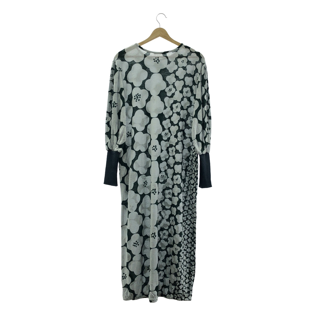 【美品】  mina perhonen / ミナペルホネン | 2024SS | hanaco / 総柄 リブ スリーブ ニット ワンピース | 38 | green | レディース