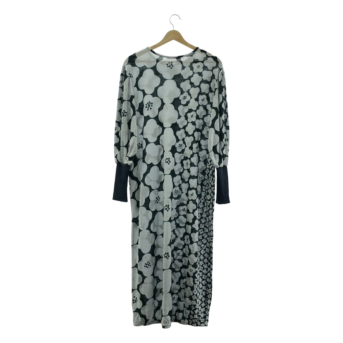 【미품】 mina perhonen / 미나펠호넨 | 2024SS | hanaco / 총 무늬 리브 슬리브 니트 원피스 | 38 | 녹색 | 여성