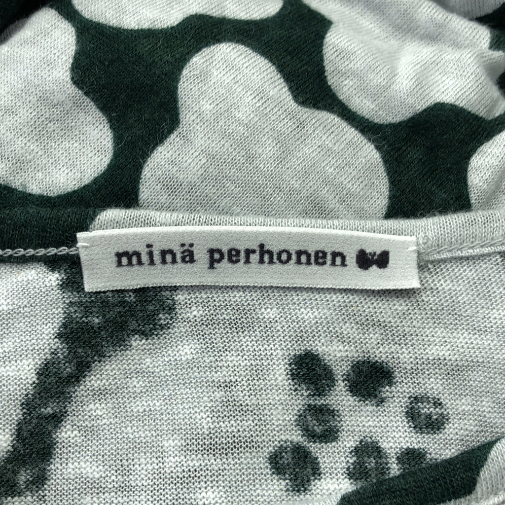【美品】  mina perhonen / ミナペルホネン | 2024SS | hanaco / 総柄 リブ スリーブ ニット ワンピース | 38 | green | レディース