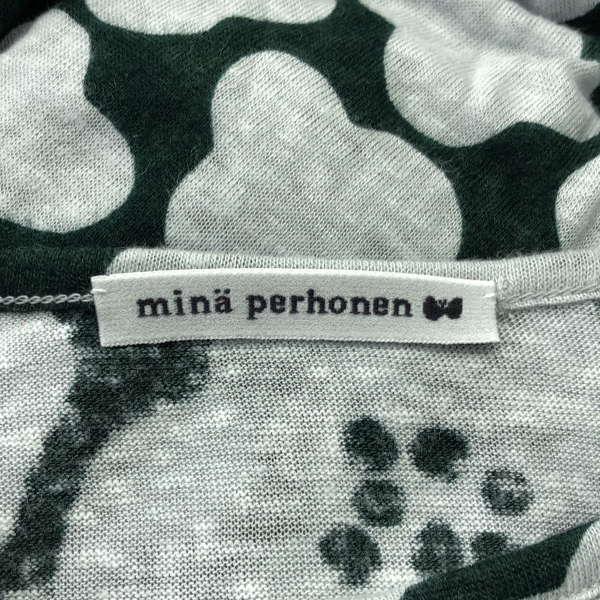 【미품】 mina perhonen / 미나펠호넨 | 2024SS | hanaco / 총 무늬 리브 슬리브 니트 원피스 | 38 | 녹색 | 여성