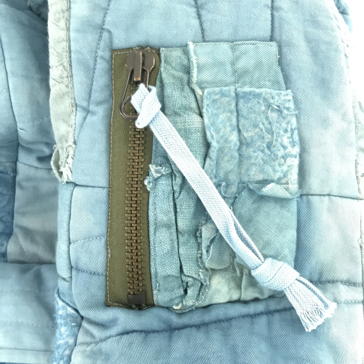 GREG LAUREN / グレッグローレン | INDIGO SCRAP WORK RETRO PUFFY JACKET / パッチワーク オーバー パフィージャケット | 2 | インディゴ | メンズ