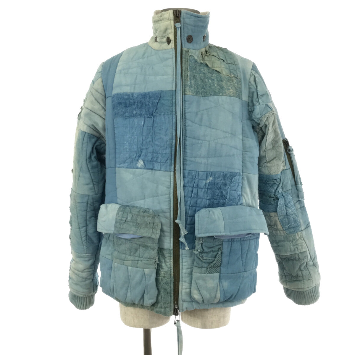 GREG LAUREN | INDIGO SCRAP WORK RETRO PUFFY JACKET | 2 | Indigo | Men's