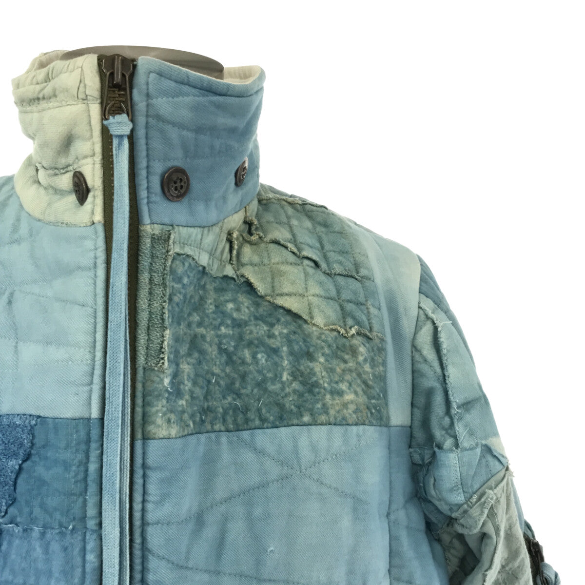 GREG LAUREN / グレッグローレン | INDIGO SCRAP WORK RETRO PUFFY JACKET / パッチワーク オーバー パフィージャケット | 2 | インディゴ | メンズ