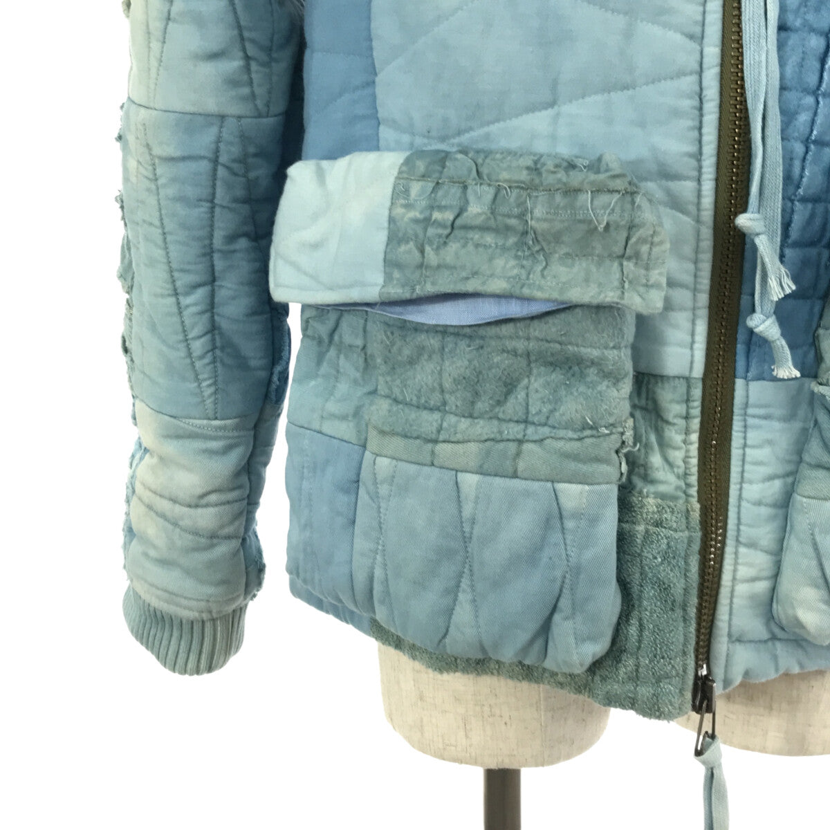 GREG LAUREN / グレッグローレン | INDIGO SCRAP WORK RETRO PUFFY JACKET / パッチワーク オーバー パフィージャケット | 2 | インディゴ | メンズ