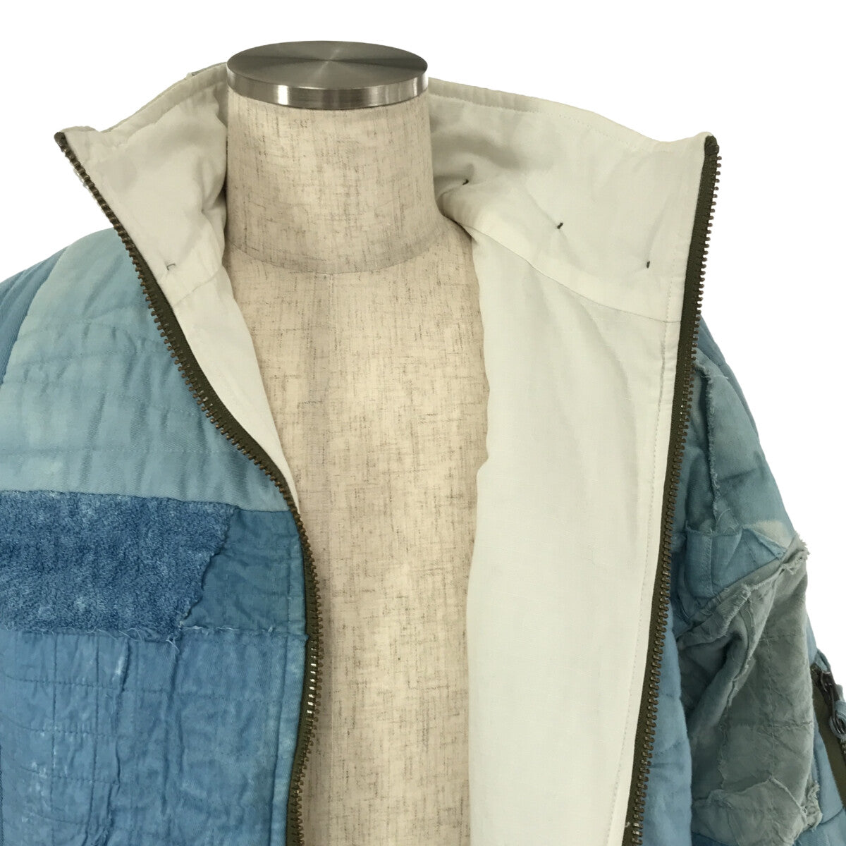 GREG LAUREN / グレッグローレン | INDIGO SCRAP WORK RETRO PUFFY JACKET / パッチワーク オーバー パフィージャケット | 2 | インディゴ | メンズ