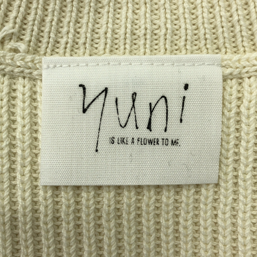 【新品】  yuni IS LIKE A FLOWER TO ME / ユニ | 強撚 コットンニット ハイネックベスト | F | アイボリー | レディース