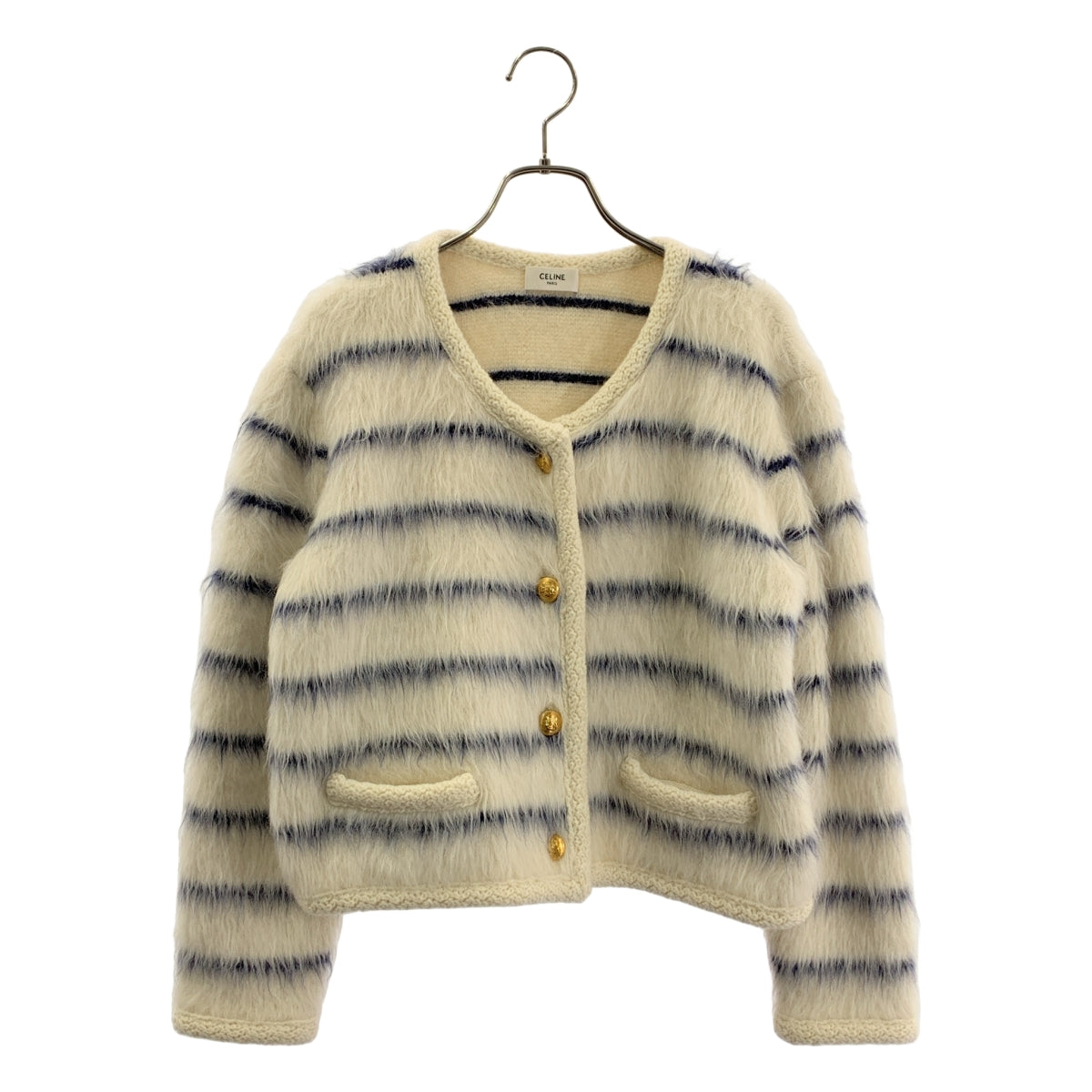 CELINE / セリーヌ | アルパカ ウール 金ボタン シャスールジャケット / 2AE47906T | M | レディース