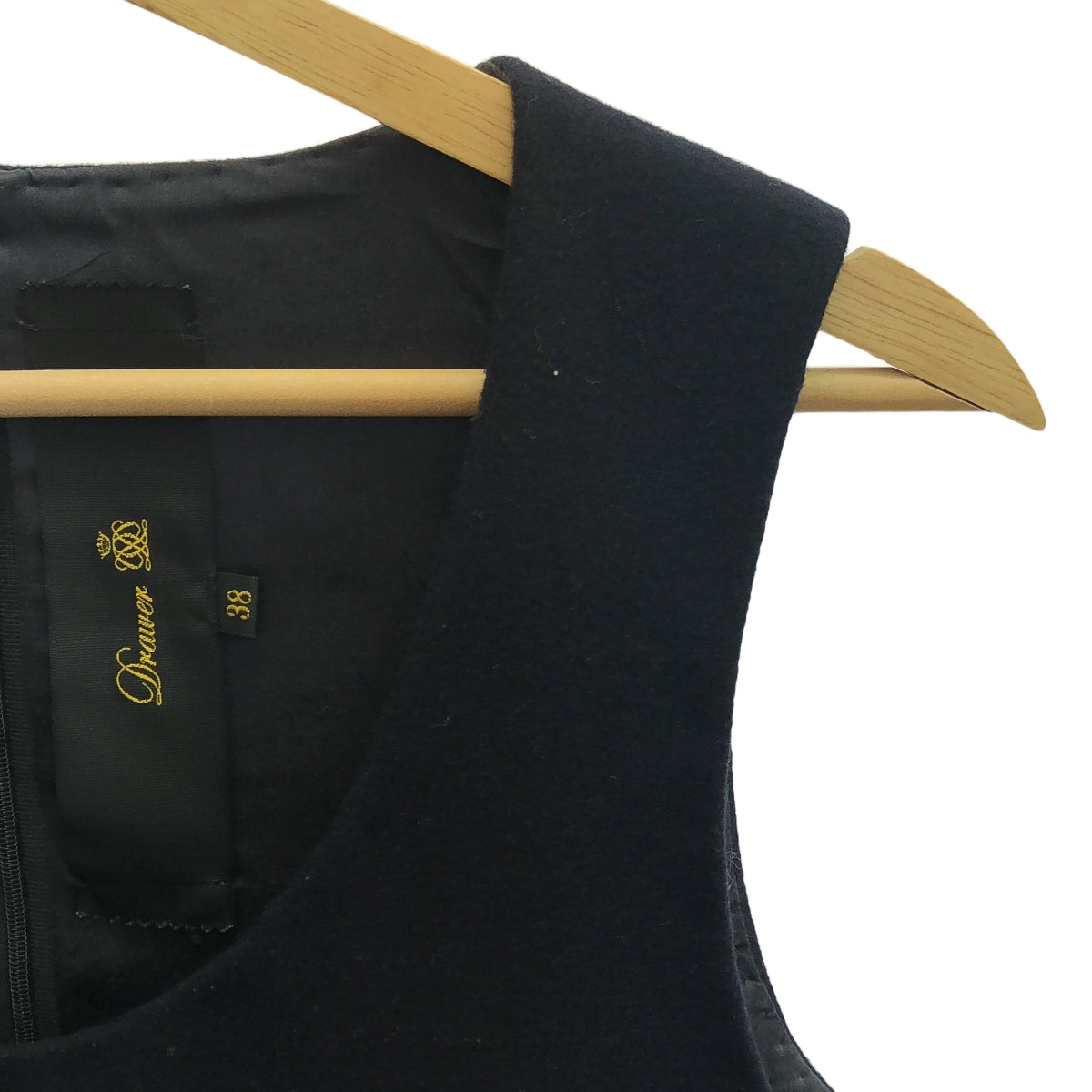 Drawer / ドゥロワー | レザーポケット ウール ノースリーブ ワンピース | 38 | ネイビー | レディース